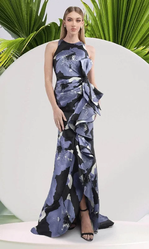Janique 2405 - Floral Ruffle Long Dress Tunics Practical durable