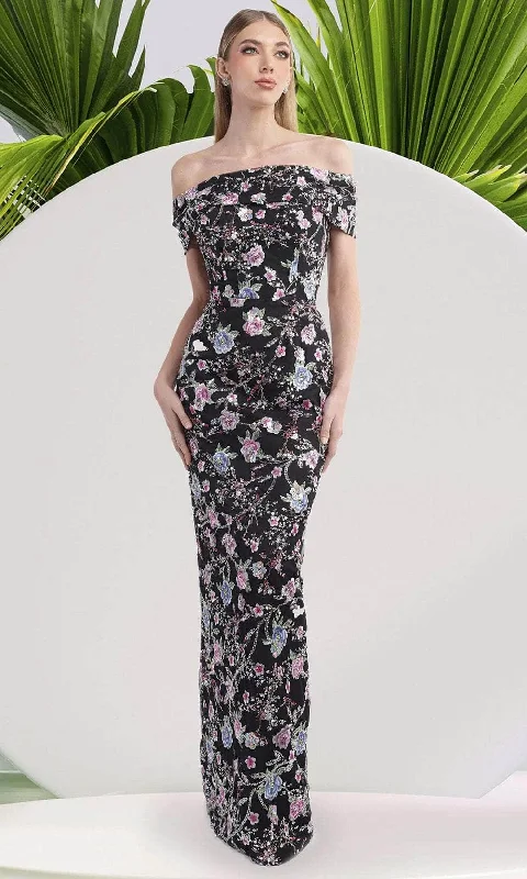 Janique 2444 - Floral Print Sheath Long Dress Tunics Cozy comfortable