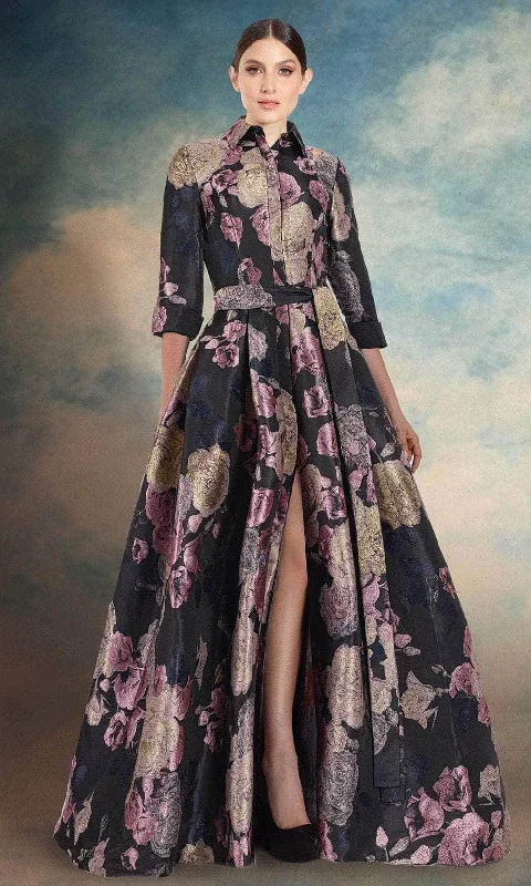 Janique 91321 - Printed Collar Detailed Long Dress Tunics Bestseller popular