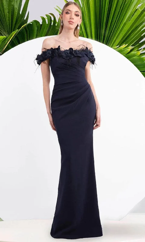 Janique W3016 - Floral Off Shoulder Long Dress Tunics Luxurious premium