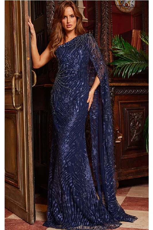 Jovani 23354 Embellished One Shoulder Cape Sleeve Formal Dress Tunics Recommended stylist Jovani 23354 Embellished One Shoulder Cape Sleeve Formal Dress Tunics Recommended stylist