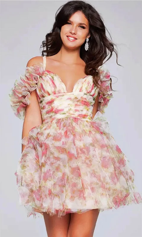 Jovani 40505 - Floral Printed Empire Waist Cocktail Dress Tunics Trousers formal