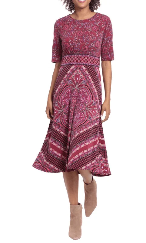 London Times T6536M - Half Sleeve Floral Long Dress Tunics Designer luxury