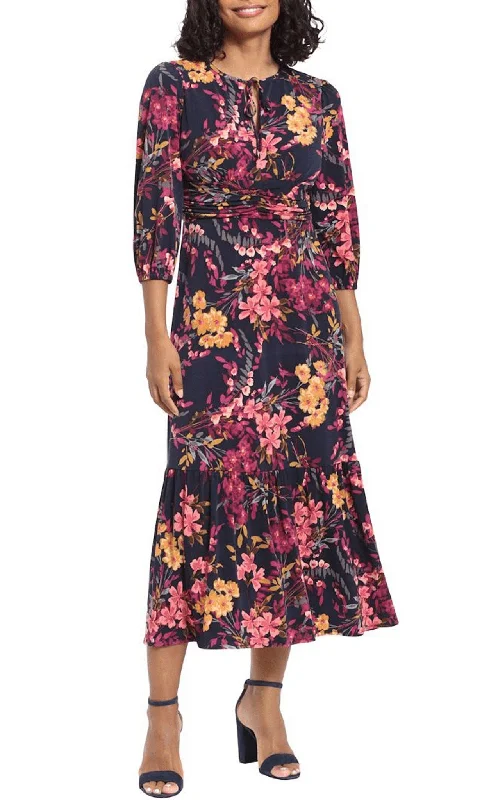 London Times T6548M - Ruched Waist Floral Dress Tunics Brand named