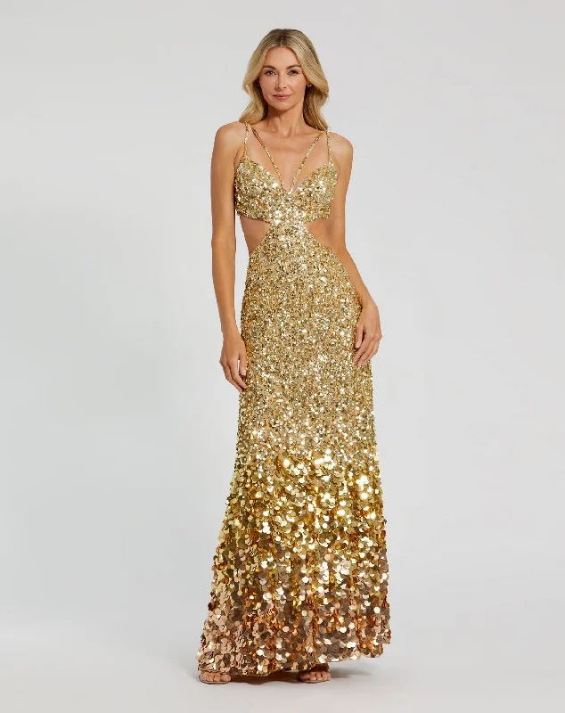 Mac Duggal 6077 Ombre Sequin Prom Formal Long Dress Tunics Formal black