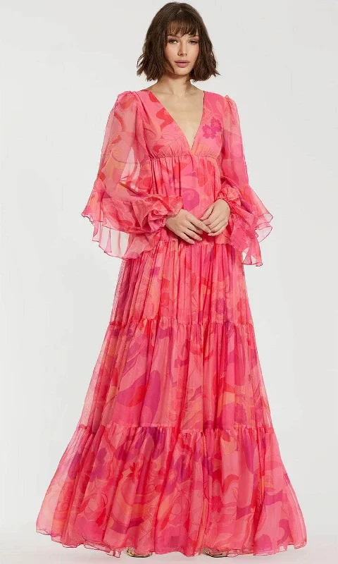 Mac Duggal 68782 - Balloon Ruffle Long Sleeve Printed Long Dress Tunics Sophisticated sleek Mac Duggal 68782 - Balloon Ruffle Long Sleeve Printed Long Dress Tunics Sophisticated sleek