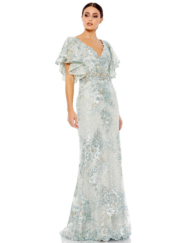 Mac Duggal 67842 Mother of the Bride Long Dress Square Neckline Feminine
