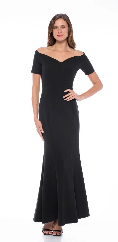 Marina Short Sleeve Off Shoulder Scuba Crepe Long Dress Tunics Trousers formal