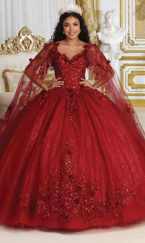 May Queen LK214 - Cape Sleeve Embroidered Ballgown Tunics Floral girly