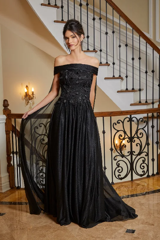 MGNY Madeline Gardner New York 72833 Long Formal Dress with Detachable Cape Tunics Stylish modern