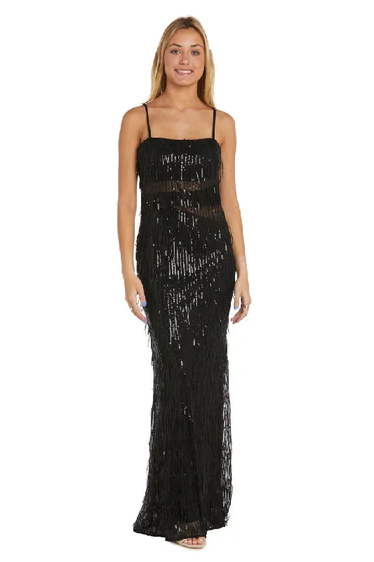 Morgan & Co 13133 Fitted Sequin Fringe Formal Prom Long Dress Tunics New arrival