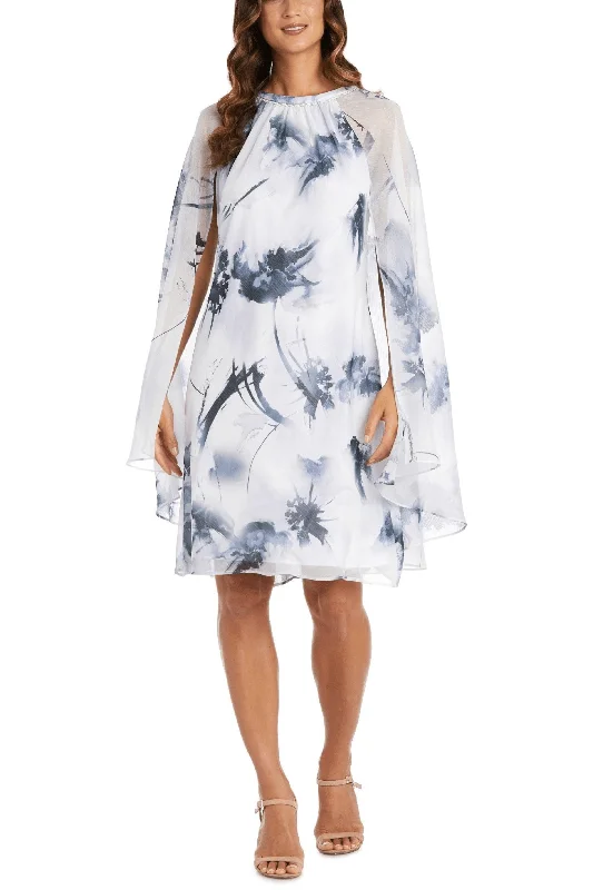 R&M Richards 9239 - Floral Printed Capelet Formal Dress Tunics Winter warm