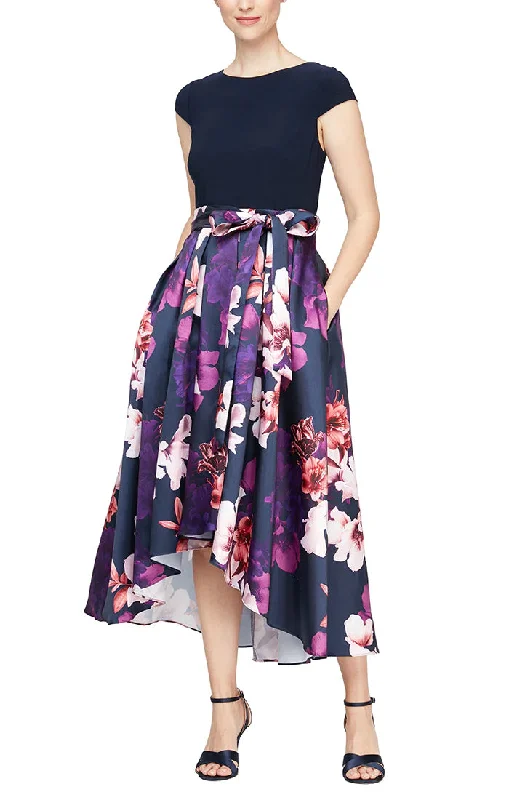 SL Fashions 9159256 Mikado Skirt High Low Long Dress Tunics stripes playful