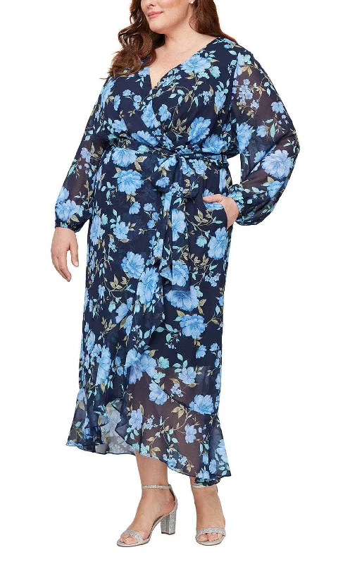 SLNY 9471942 - Floral Wrap Long Dress Tunics Mesh breathable