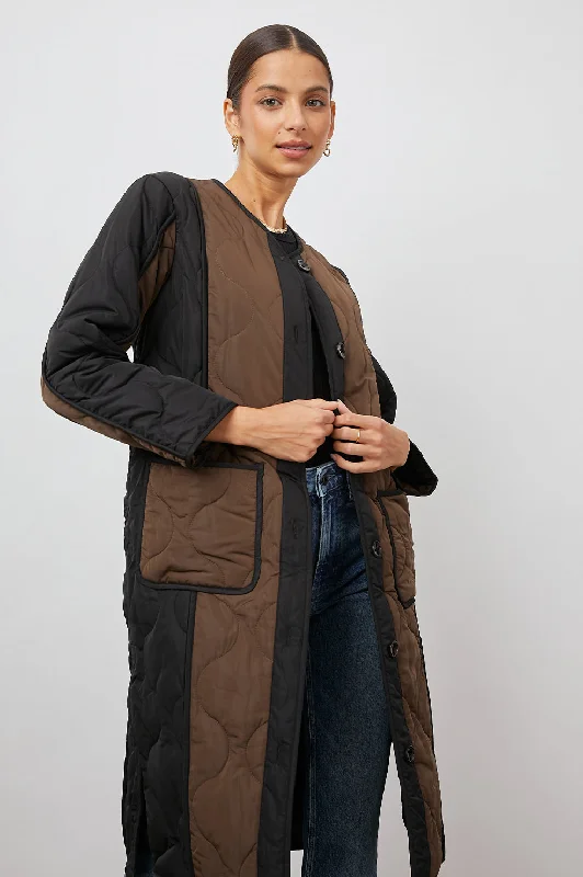 ANDRES JACKET - BLACK BROWN MIX Cotton Fabric Linen Fabric Terry Fabric