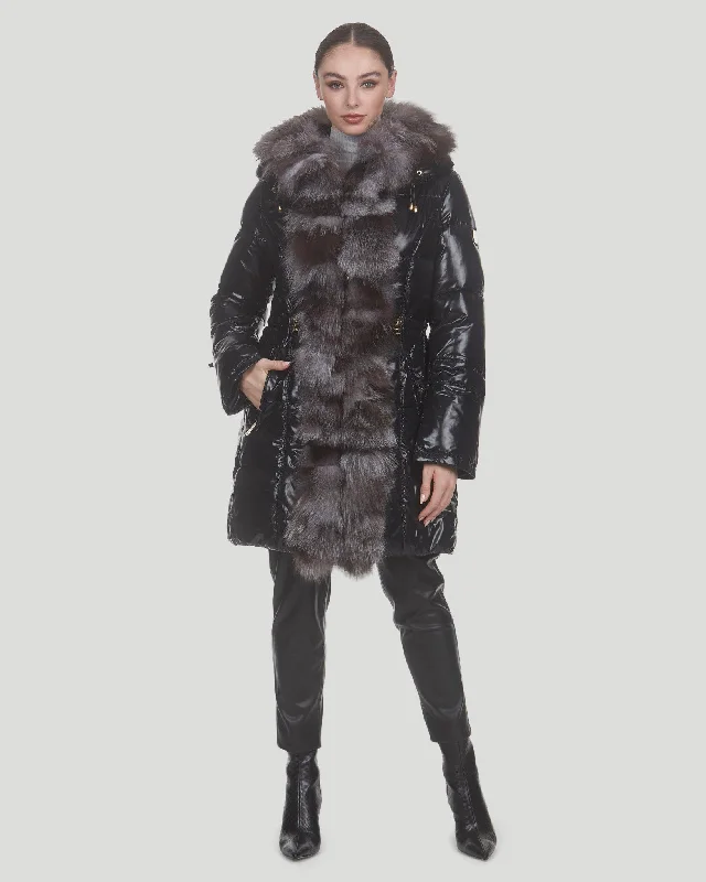 Apres-Ski Jacket with Fox Tuxedo Zippered Jacket Buttoned Jacket Snapped Jacket
