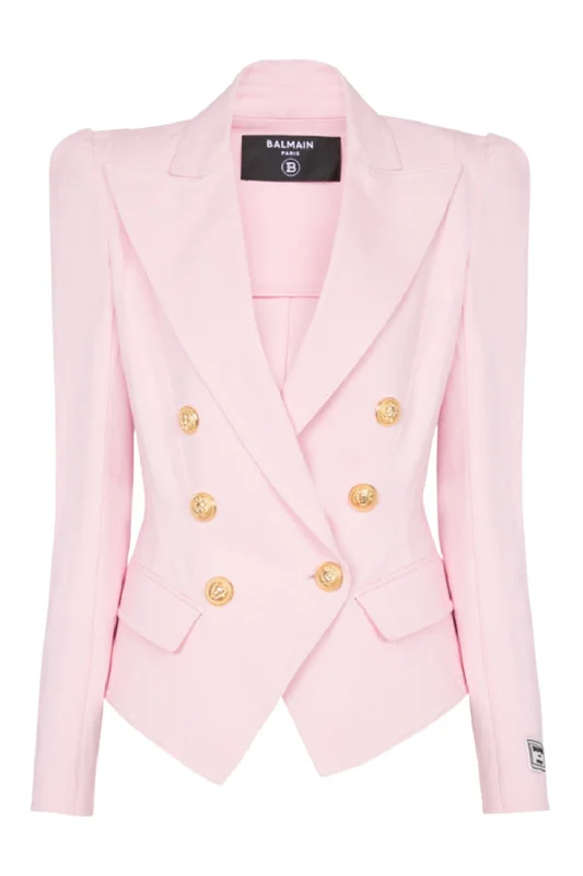 Six Button Jacket - Rose Pale Rayon Fabric Velvet Fabric Corduroy Fabric