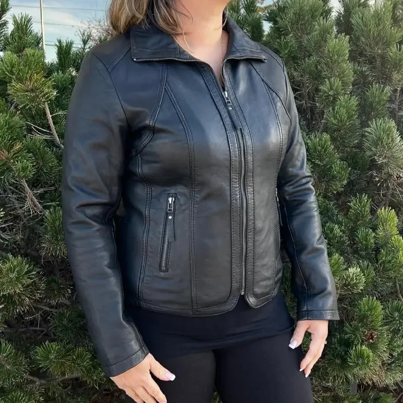 BOL Women's Grace Leather Jacket Wool Jacket Cashmere Jacket Tweed Jacket