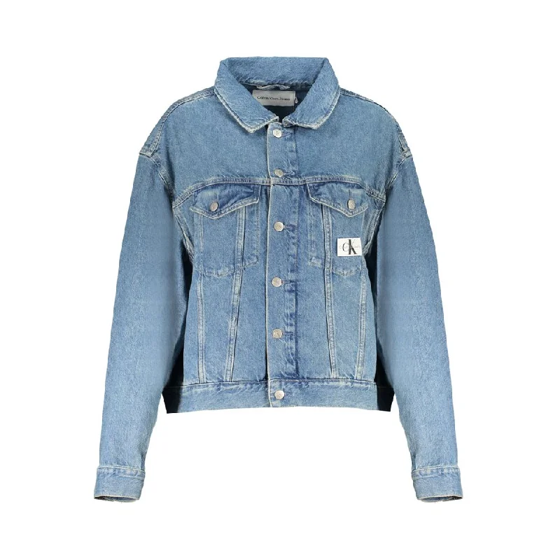 Calvin Klein blue Cotton Jackets & Women's Coat Boat Neck Shawl Collar Notched Collar Calvin Klein blue Cotton Jackets & Women's Coat Boat Neck Shawl Collar Notched Collar