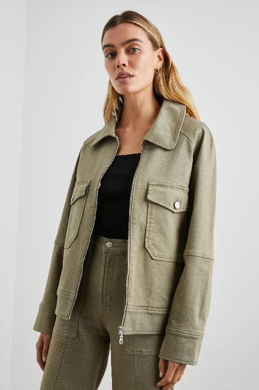 CHEYENNE JACKET - WASHED OLIVE Fleece Jacket Down Jacket Feather Jacket