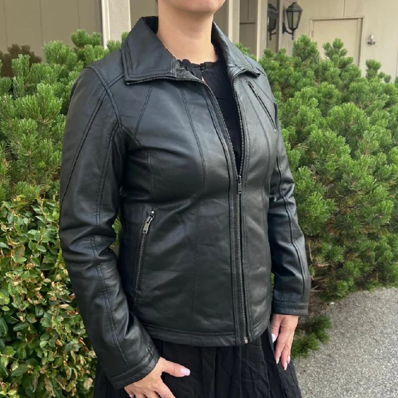 Classic Women's Lamb Leather Jacket with Regular Collar Knit Fabric Woven Fabric Fleece Fabric Classic Women's Lamb Leather Jacket with Regular Collar Knit Fabric Woven Fabric Fleece Fabric