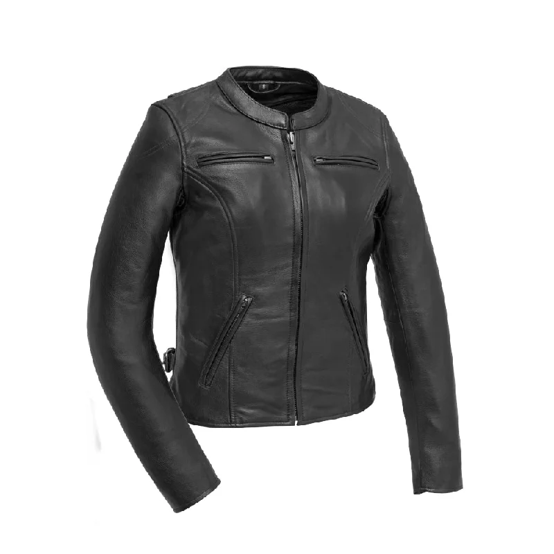 Competition - Women's Motorcycle Leather Jacket Striped Jacket Polka Dot Jacket Floral Jacket Competition - Women's Motorcycle Leather Jacket Striped Jacket Polka Dot Jacket Floral Jacket