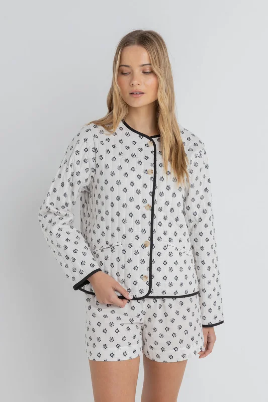 Domino Floral Quilted Jacket Oat Chenille Fabric Brocade Fabric Lace Fabric