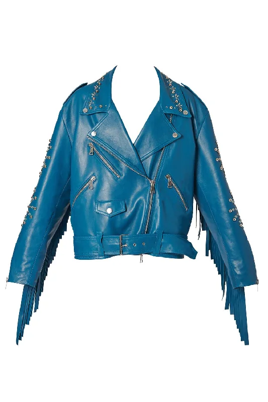 Oversized Biker Jacket Welt Pockets Slit Pockets Flap Pockets
