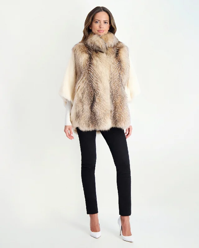 Fox Jacket with Mink Sleeves Fleece Fabric Down Fabric Feather Fabric