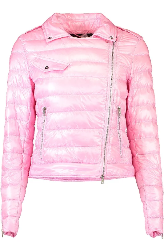 Nylon Moto Jacket - Rosa Zippered Front Buttoned Front Snap Front