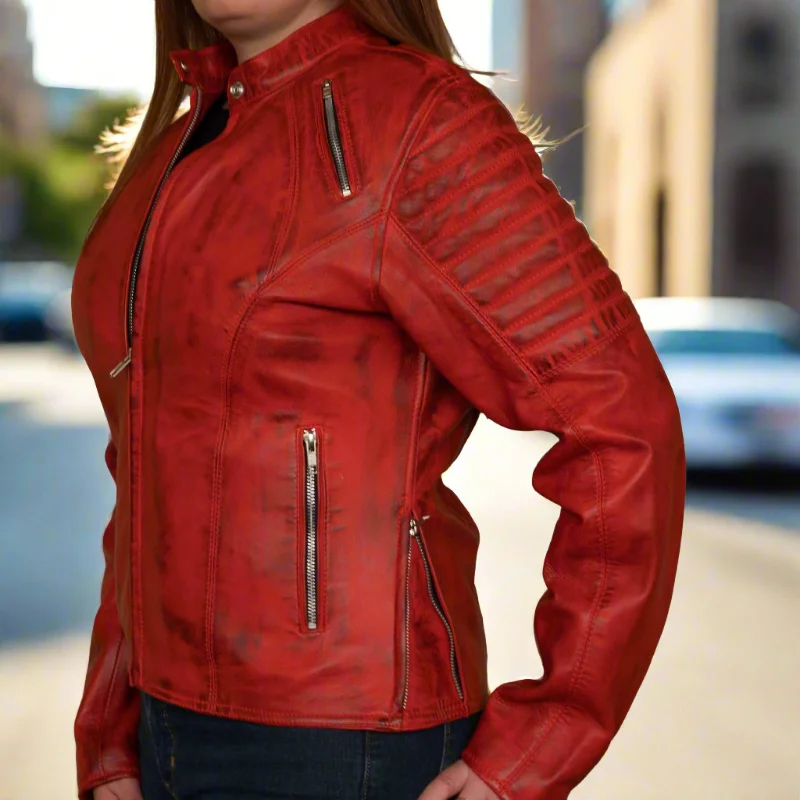 Women's Motocross Fashion Jacket Ribbed Jacket Pleated Jacket Ruffled Jacket