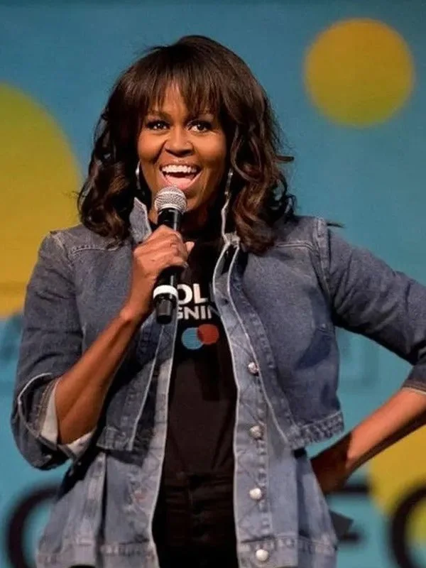 Michelle Obama Double Denim Jacket Knit Fabric Woven Fabric Fleece Fabric