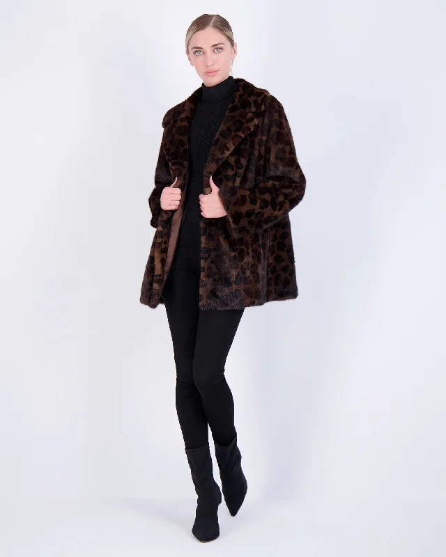 Mink Jacket with Belt Welt Pockets Slit Pockets Flap Pockets