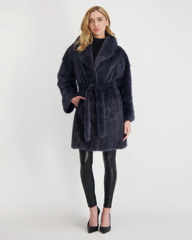 Mink Jacket with Belt Jacket Blazer Coat