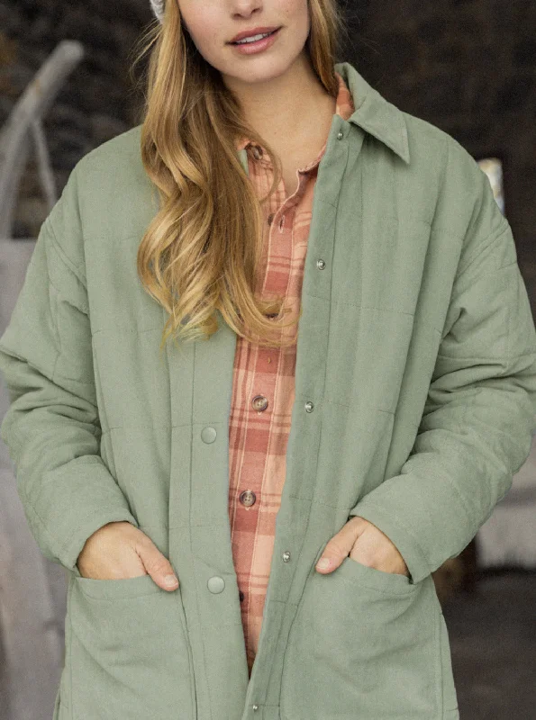 Next Up Jackets - Agave Green Insulated Jacket Fitted Jacket Loose Jacket