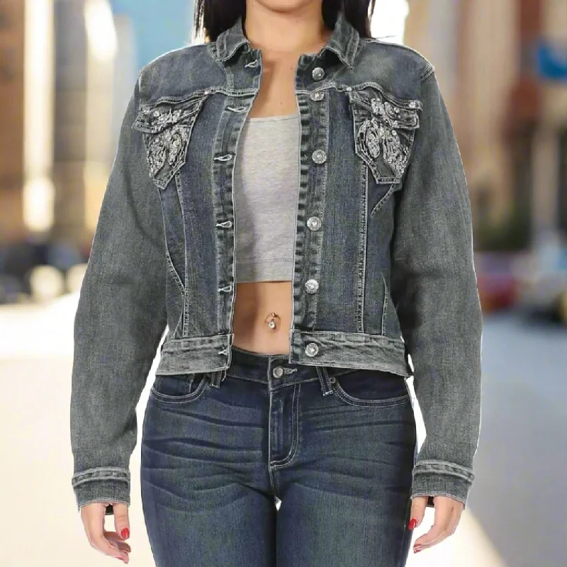 Platinum Plush Women's Motorcycle Graphic Jean Jacket Anorak Shell Jacket Lightweight Jacket Platinum Plush Women's Motorcycle Graphic Jean Jacket Anorak Shell Jacket Lightweight Jacket