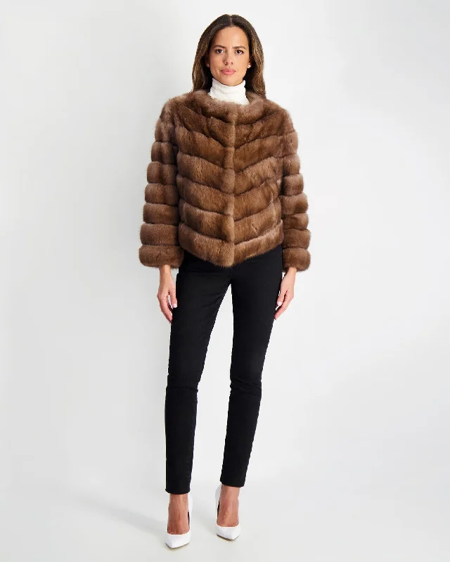 Sable Jacket Denim Fabric Leather Fabric Suede Fabric