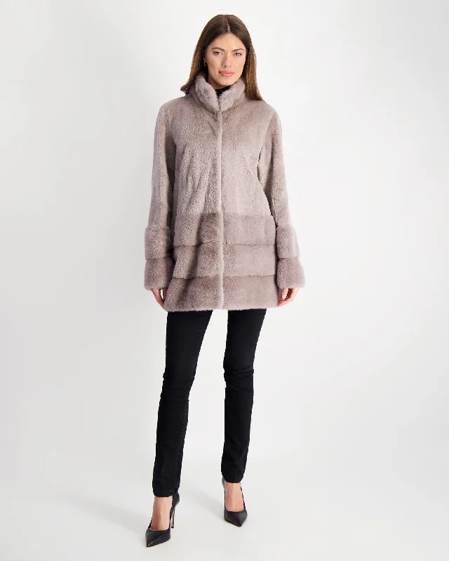 Sheared Mink Jacket Welt Pockets Slit Pockets Flap Pockets