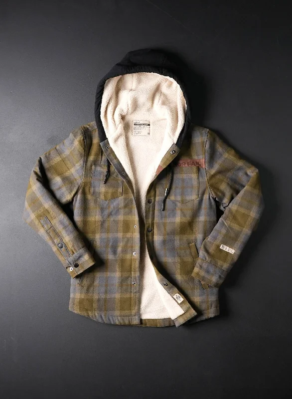 SHERPA JACKET- GREEN Tiered Jacket Buttoned Jacket Zippered Jacket