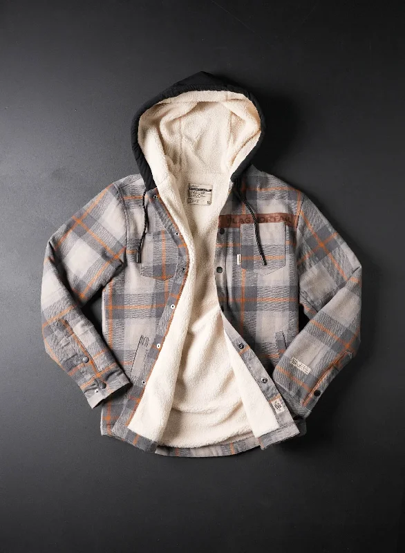 SHERPA JACKET- GREY Hooded Jacket Caped Jacket Shawl Collar Jacket