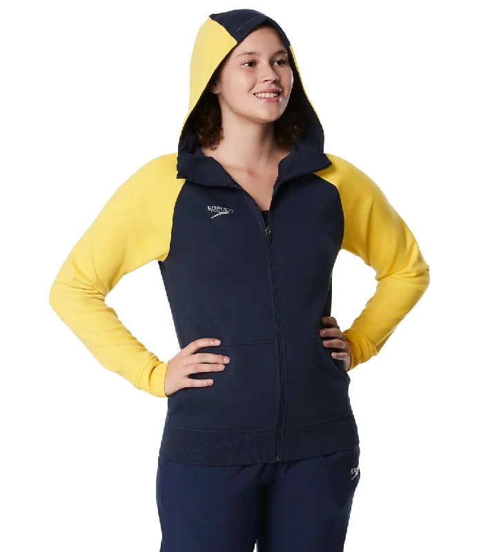 Speedo Women's Team Jacket Navy/Gold Satin Fabric Silk Fabric Chiffon Fabric