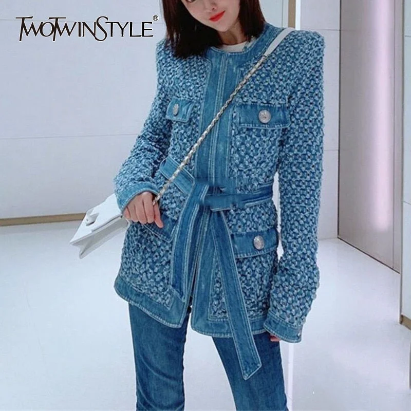 Streetwear Hollow Out Denim Women's Jackets 2020 Wool Jacket Cashmere Jacket Tweed Jacket Streetwear Hollow Out Denim Women's Jackets 2020 Wool Jacket Cashmere Jacket Tweed Jacket