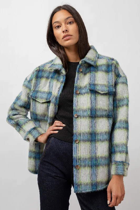 TURNER SHIRT JACKET - COBALT LIME SMOKE Faux Fur Jacket Real Fur Jacket Shearling Jacket TURNER SHIRT JACKET - COBALT LIME SMOKE Faux Fur Jacket Real Fur Jacket Shearling Jacket