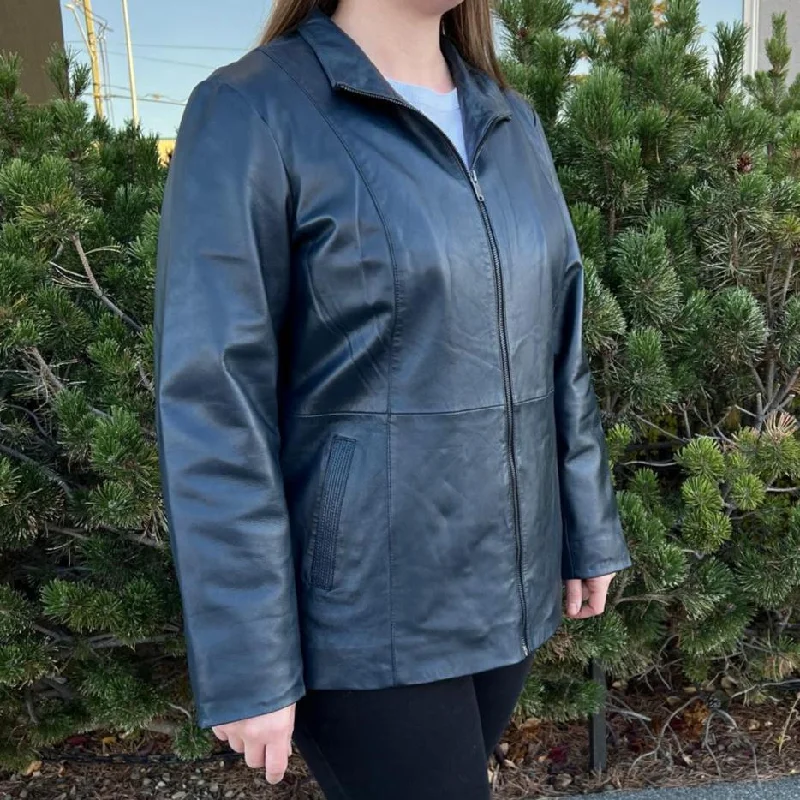 Women's Lamb Leather Jacket with Zipper and Dual Pockets Satin Jacket Silk Jacket Chiffon Jacket Women's Lamb Leather Jacket with Zipper and Dual Pockets Satin Jacket Silk Jacket Chiffon Jacket
