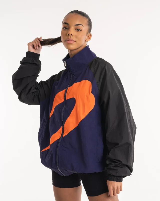Walker Track Jacket - Black/Navy/Orange Satin Jacket Silk Jacket Chiffon Jacket