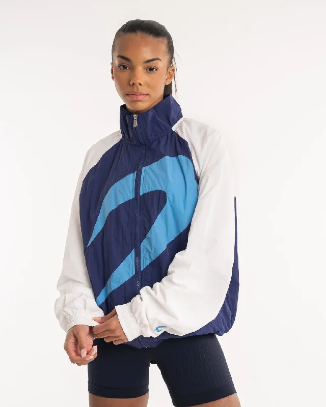 Walker Track Jacket - White/Navy Front Pockets Side Pockets Patch Pockets