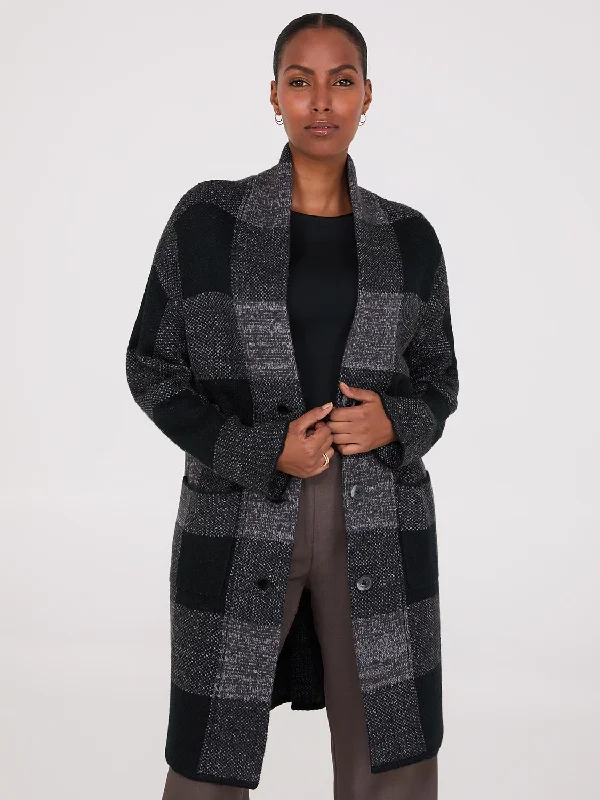 3-Button Plaid Coatigan Chic Oversized Blazer