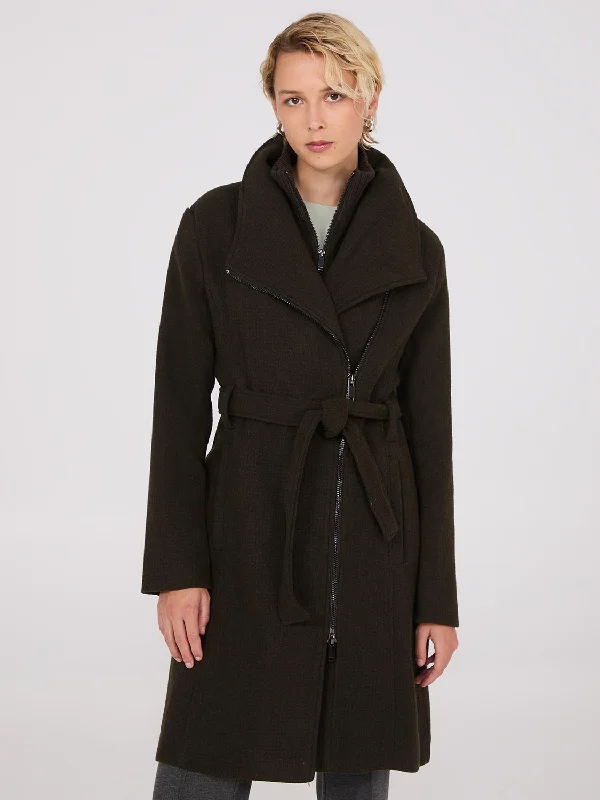 Mid-Length Wrap Coat Puffy Insulated Vest