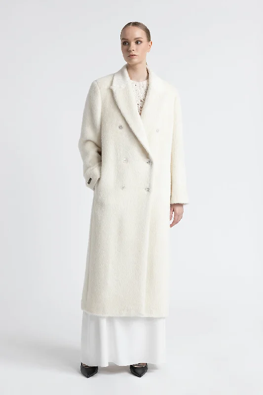 Alpaca and wool double-breasted coat Puff Sleeve Blazer