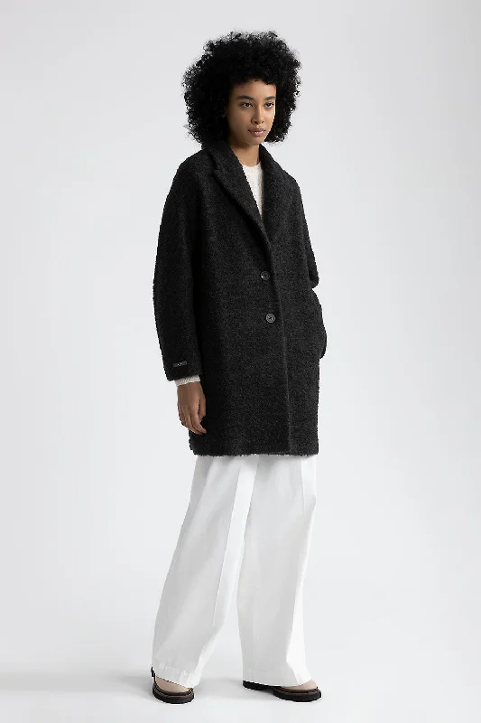 Bouclé wool and alpaca coat Fur-Trimmed Winter Coat